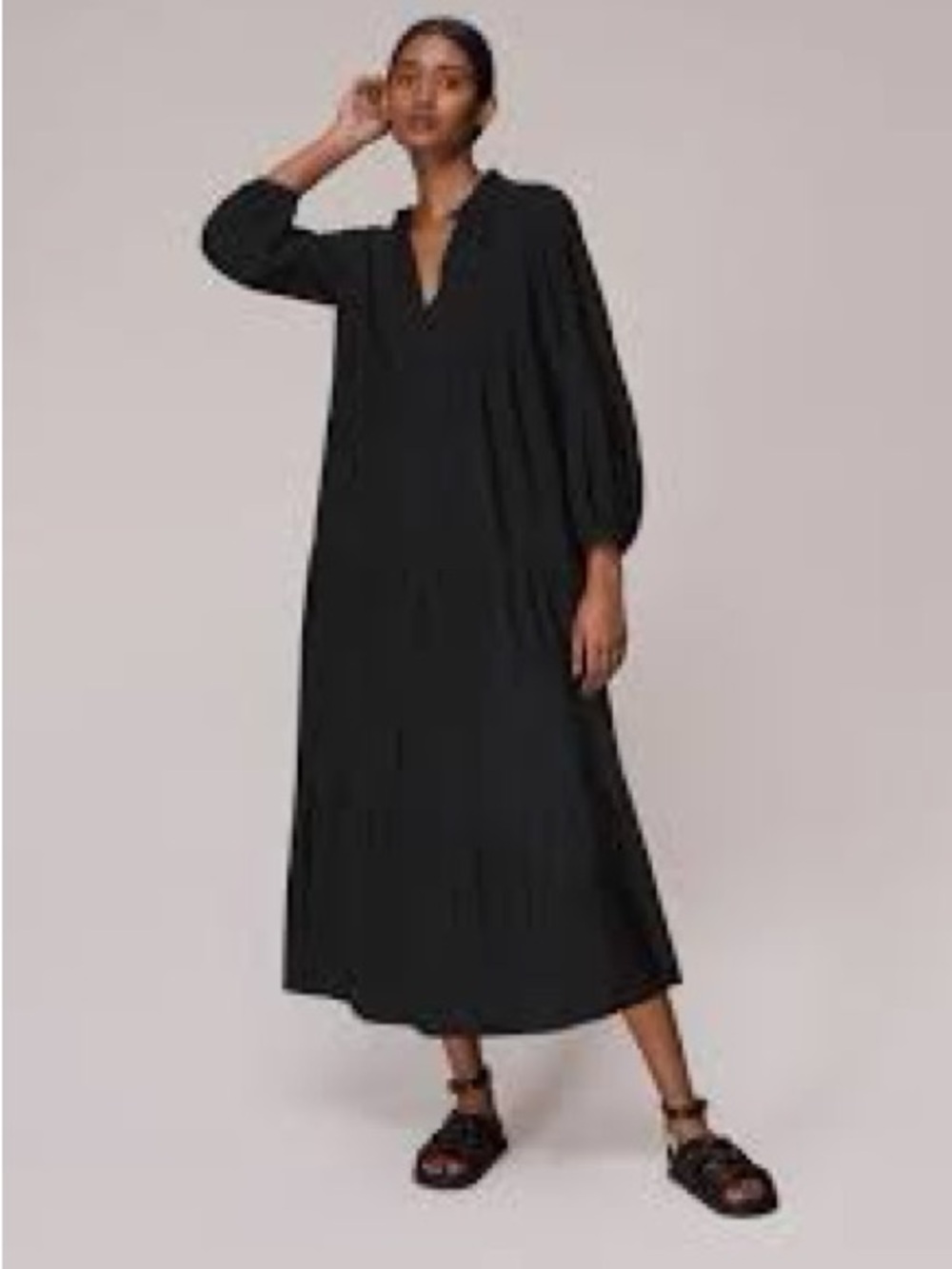Express Black Long-Sleeve Maxi Dress